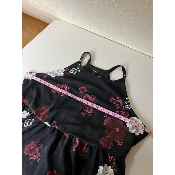 Torrid Skater Dress Womens 4X Black Red Floral Textured Knit Sleeveless Mini - Picture 5 of 10